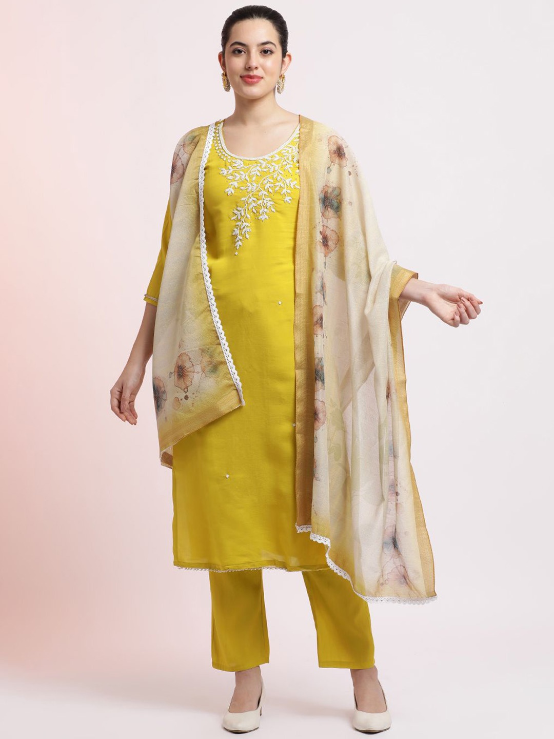 

Jaipur Kurti Embroidered Cotton Festive Kurta Set With Dupatta, Green