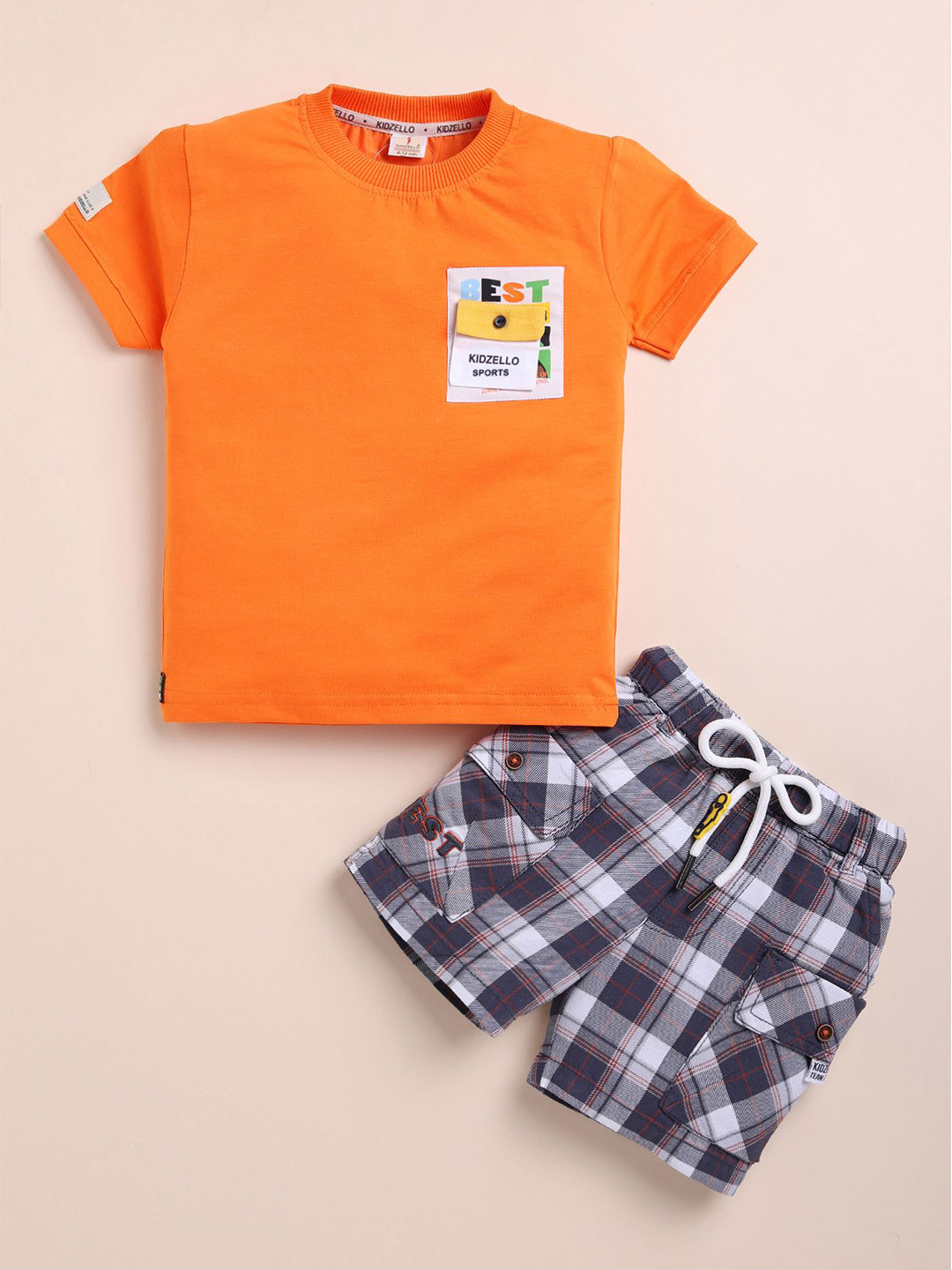 

BAESD Boys Pure Cotton T-Shirt With Shorts, Orange