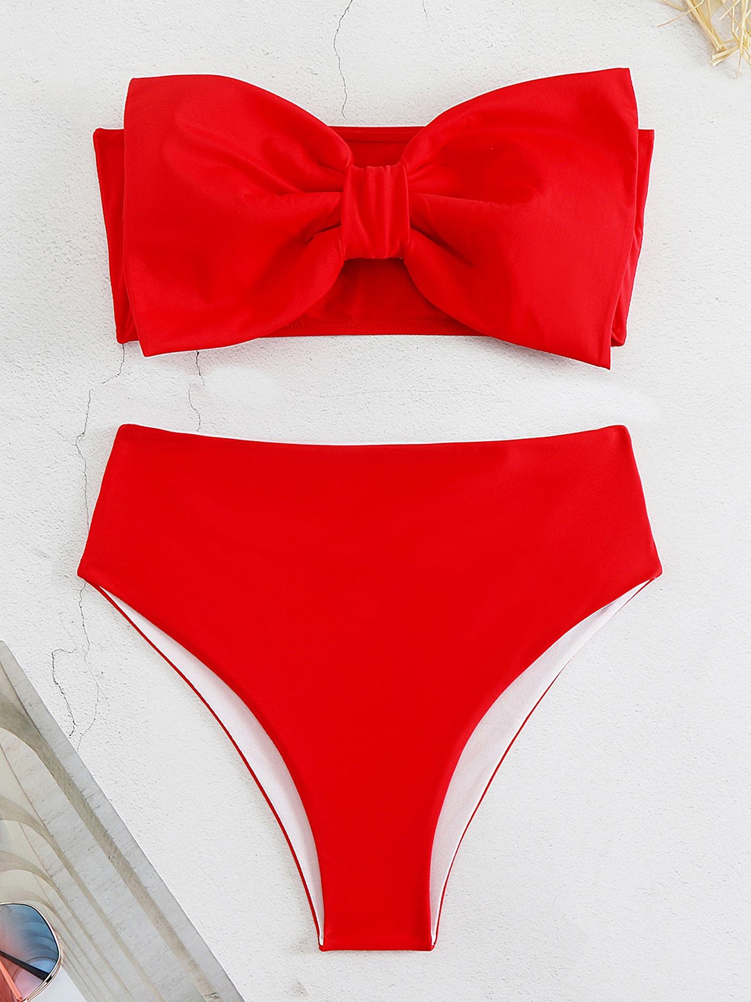 

LULU & SKY Women Bowknot Bikini Top & Bottom, Red