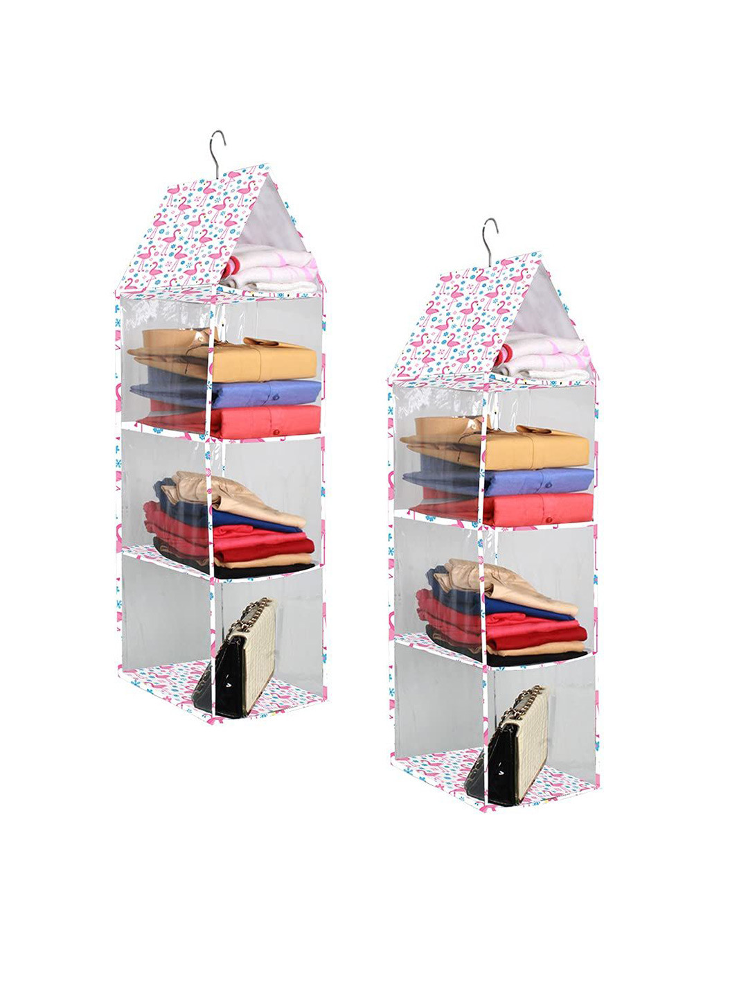 

prettykrafts Pink & White 2 Pieces 3 Blocks Reusable Multi-Utility Organisers