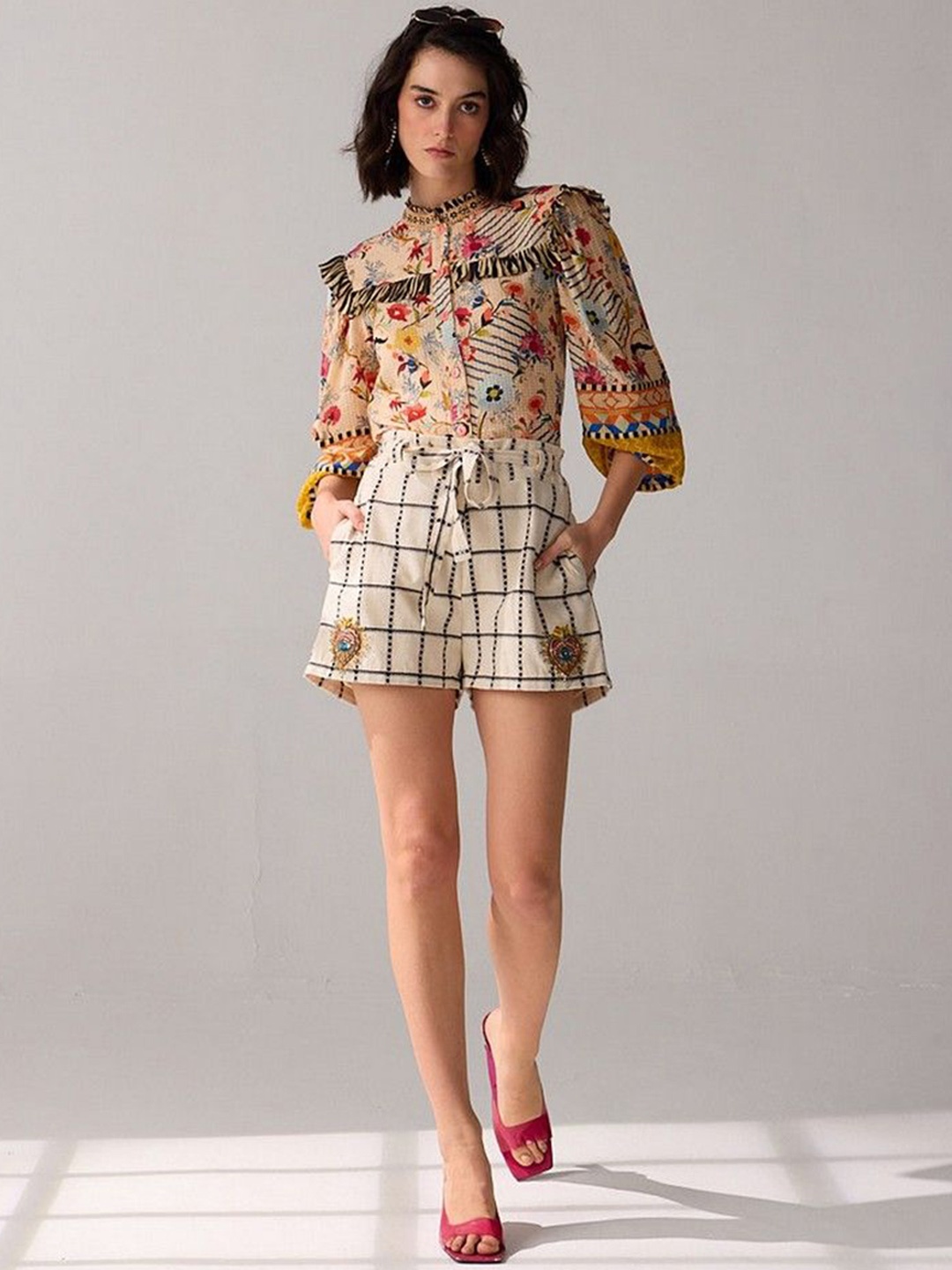 

VERB BY PALLAVI SINGHEE Floral Printed Shirt With Shorts, Yellow