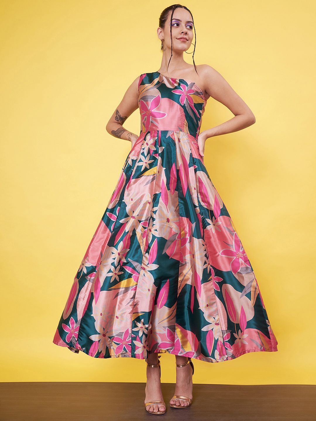 

Kannan Floral Print A-Line Maxi Women Dress, Pink