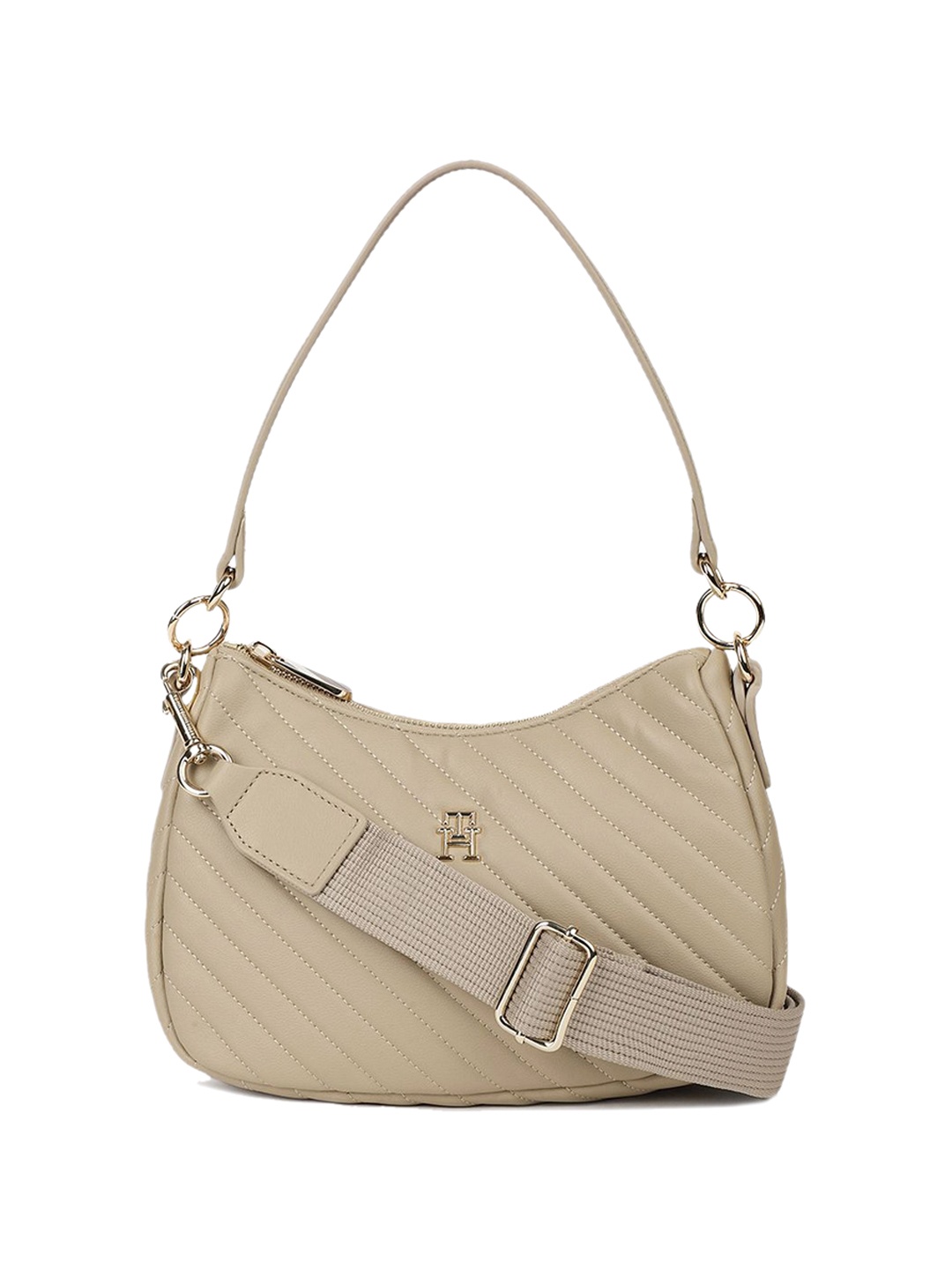 

Tommy Hilfiger PU Structured Shoulder Bag with Quilted, Beige