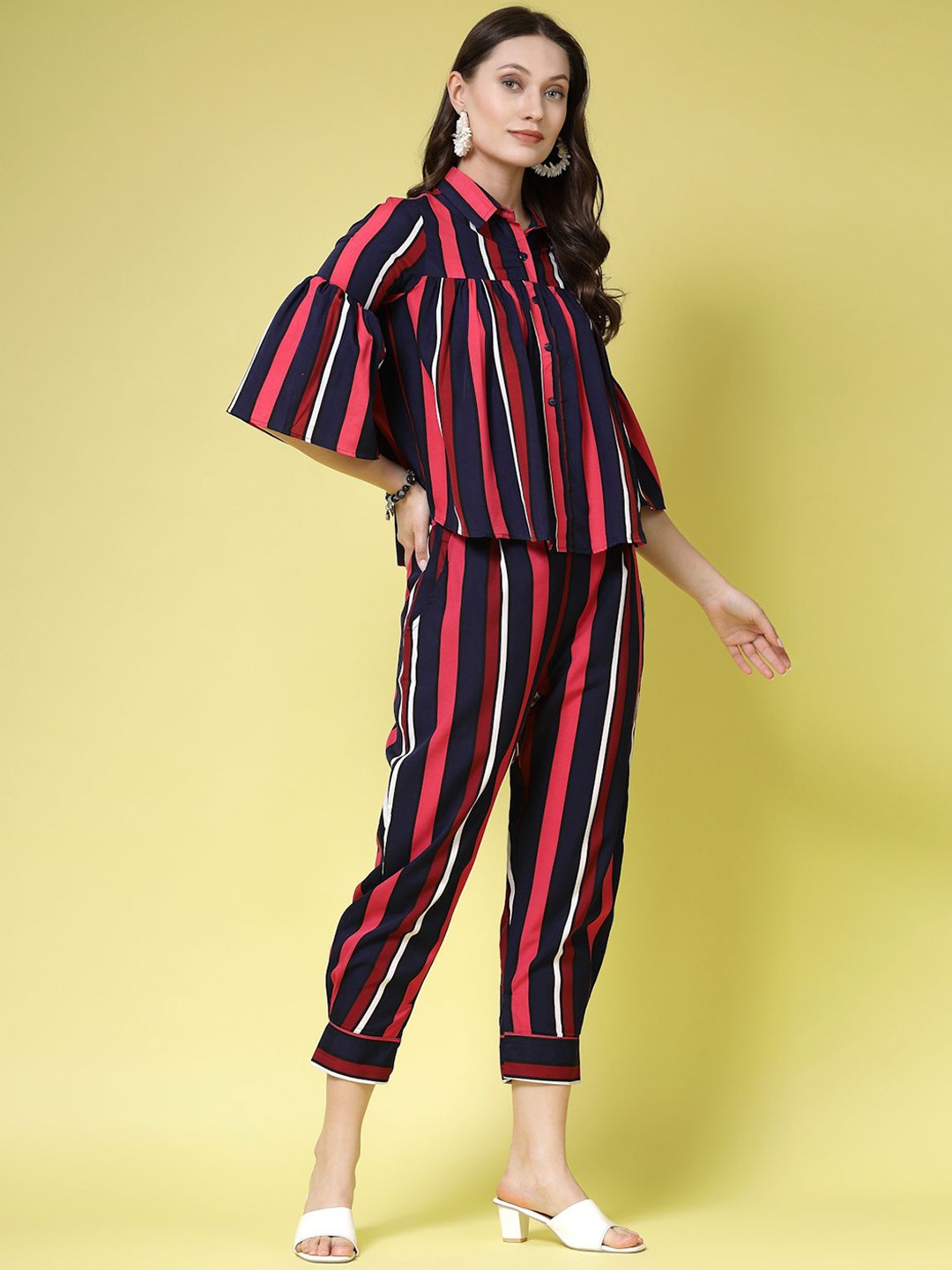

BEING NAUGHTY Striped Top & Trouser, Navy blue