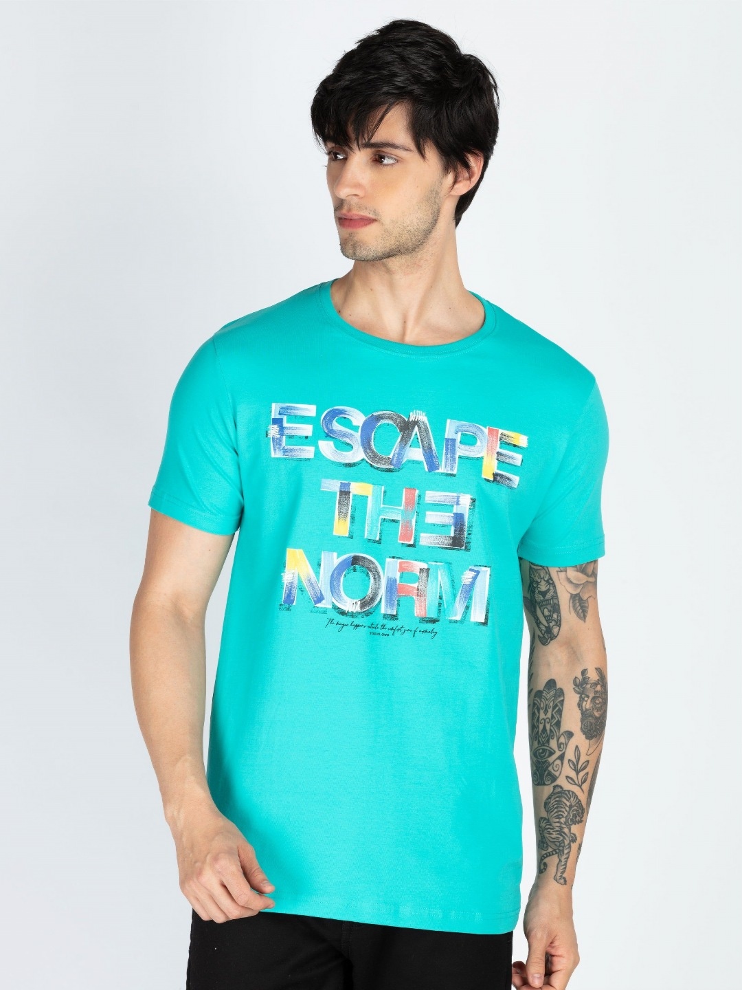 

Status Quo Men Typography Printed Round Neck Cotton T-shirt, Blue