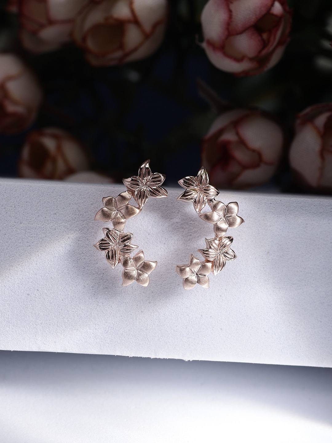 

DIAVO Rose Gold Plated 92.5 Sterling Silver Artificial Stones Studded Earrings