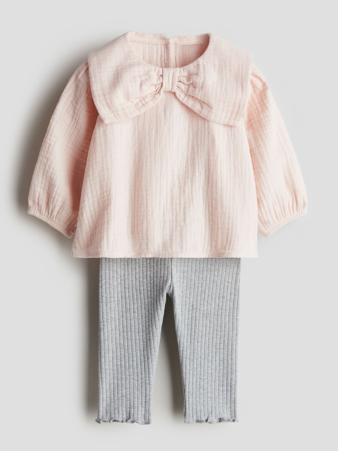 

H&M Printed Pure Cotton Top With Leggings Clothing Set, Pink
