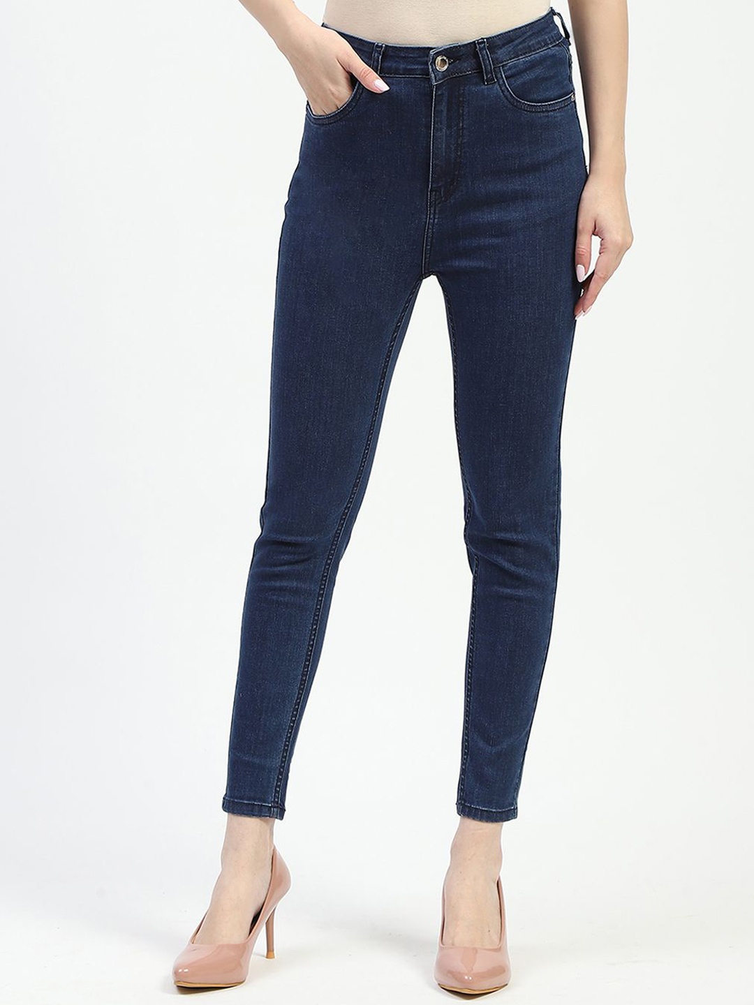 

Madame Women Skinny Fit Clean Look Cotton Jeans, Blue