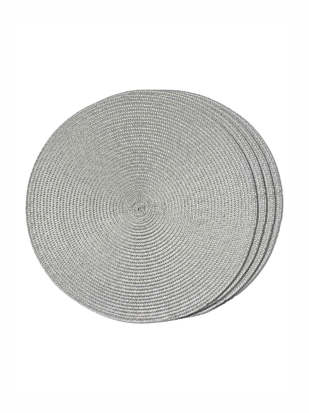 

TIED RIBBONS Grey 4 Pieces Textured Round Shape Table Placemats