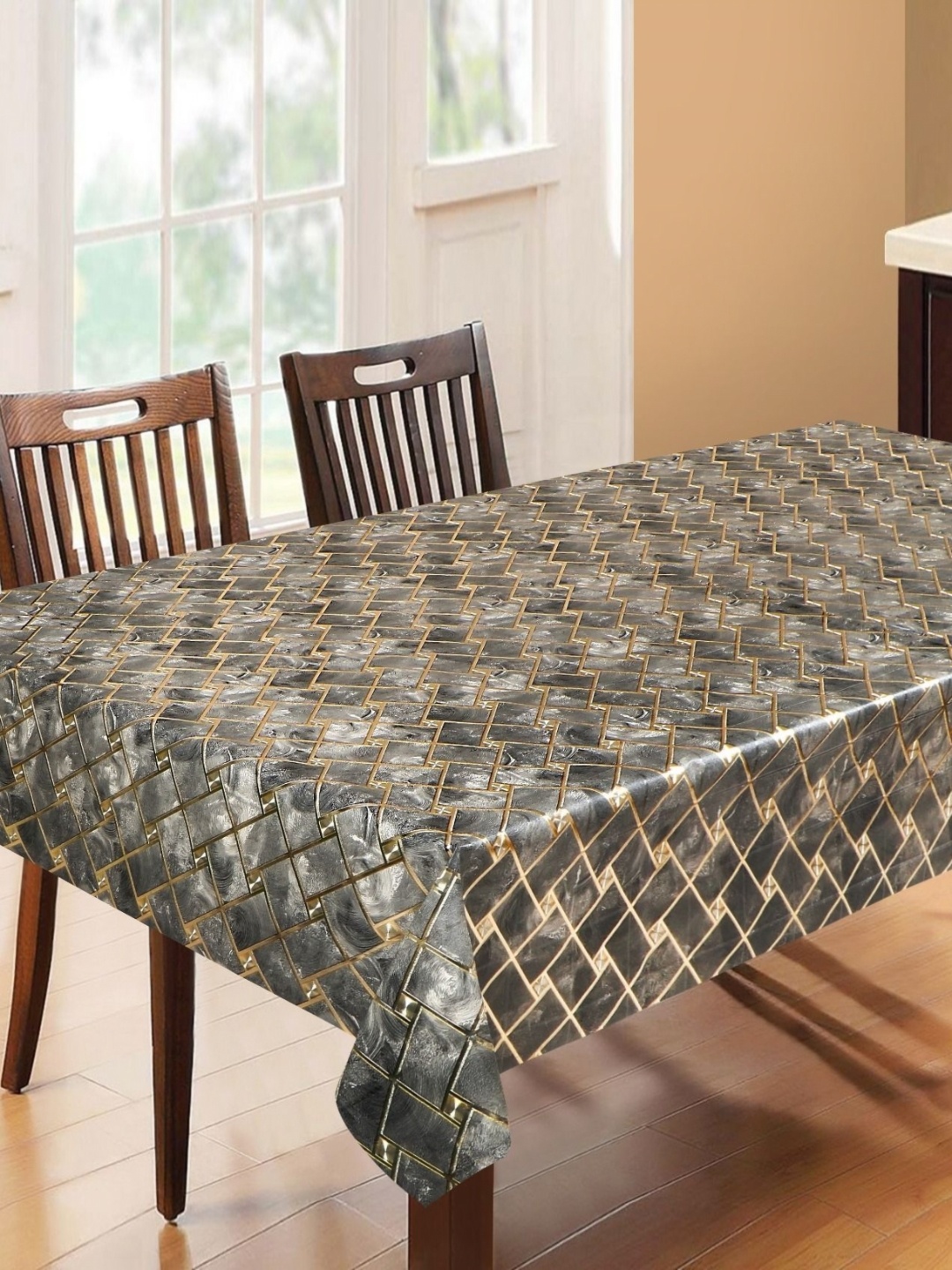 

Dakshya Industries Green & Gold-Toned Printed Waterproof 6-Seater Table Cover