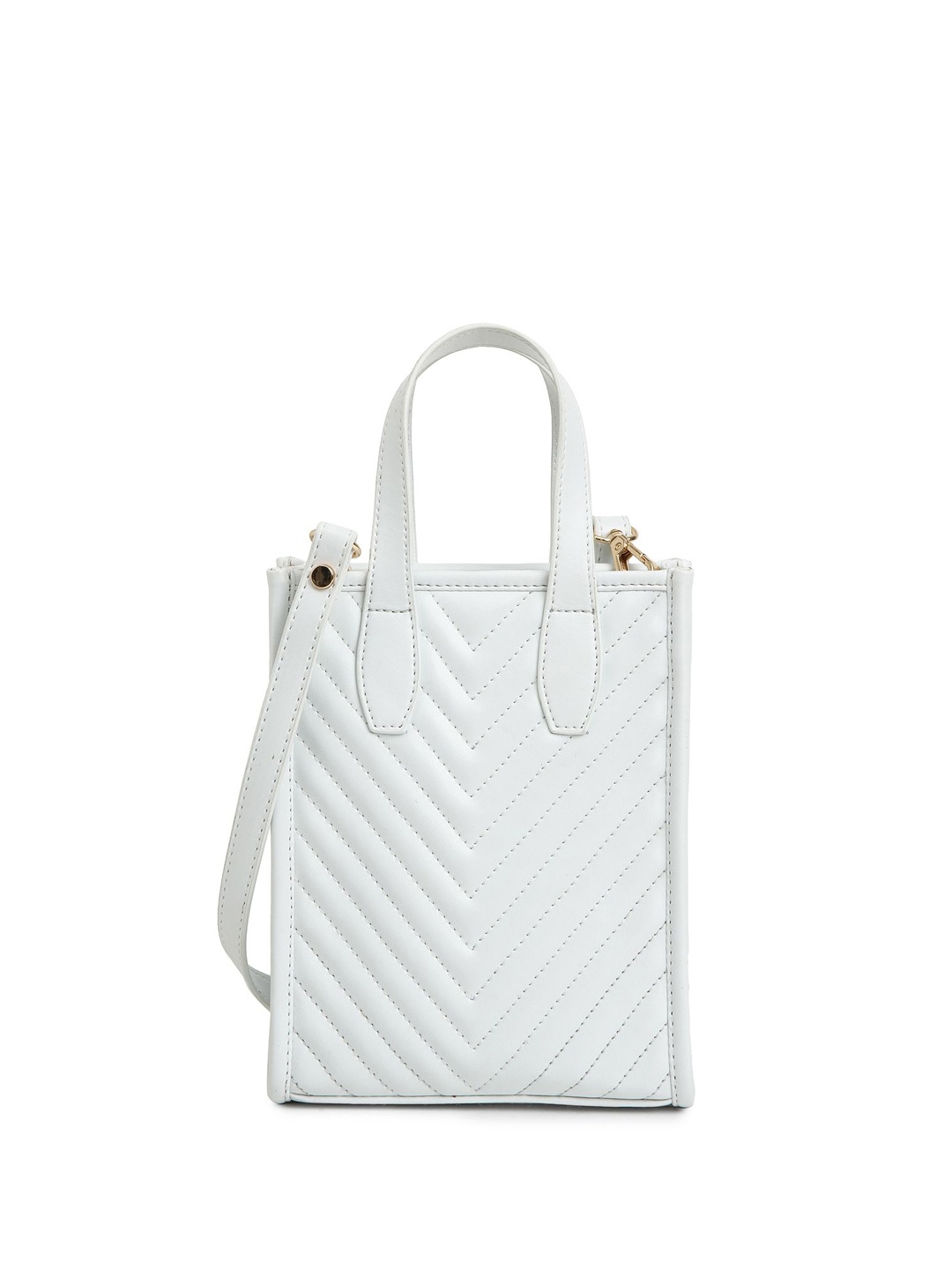 

DressBerry PU Swagger Handheld Bag with Quilted, White