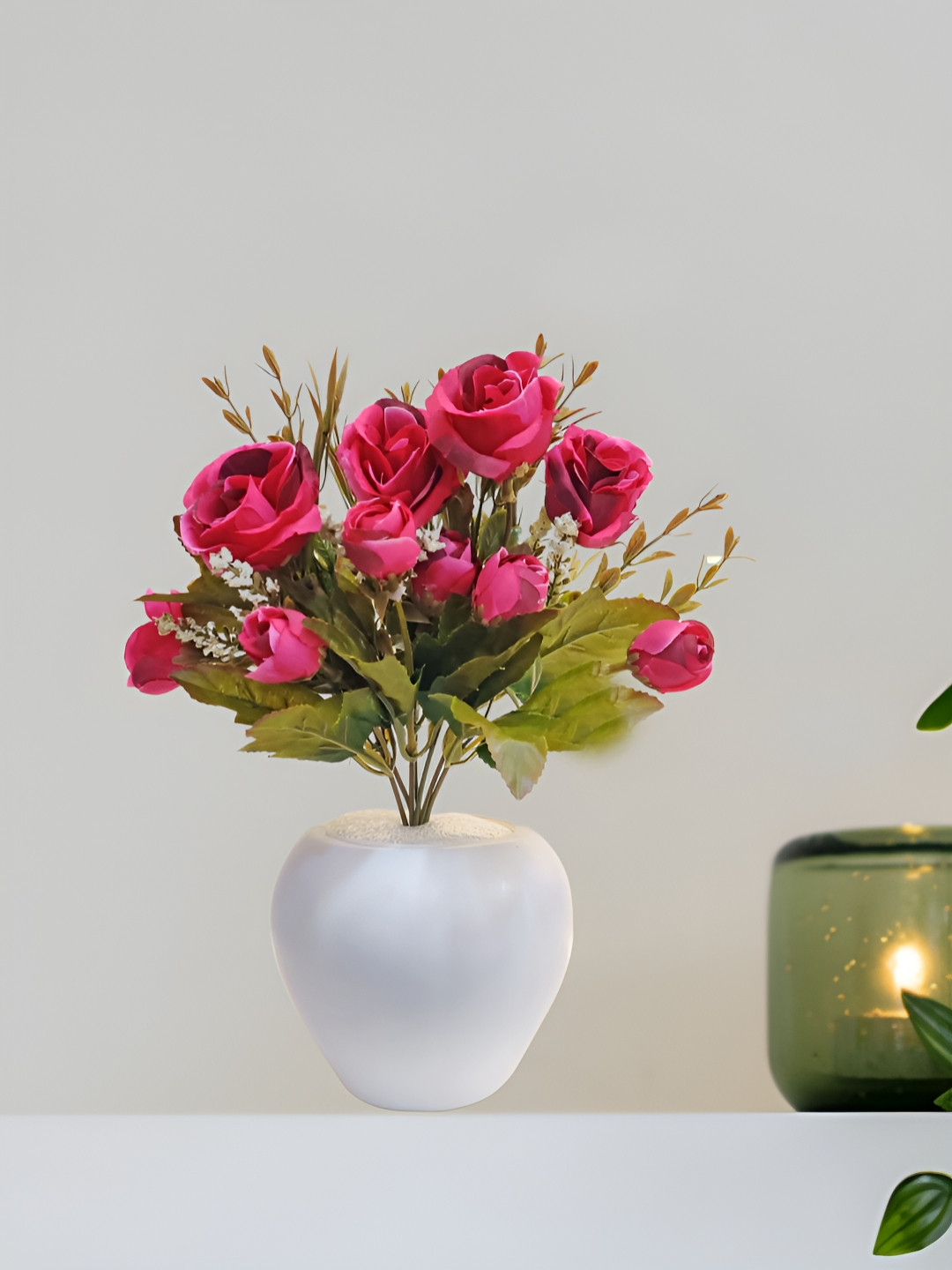 

ARTSY Pink 1 Pieces Rose Artificial Flower With Pot