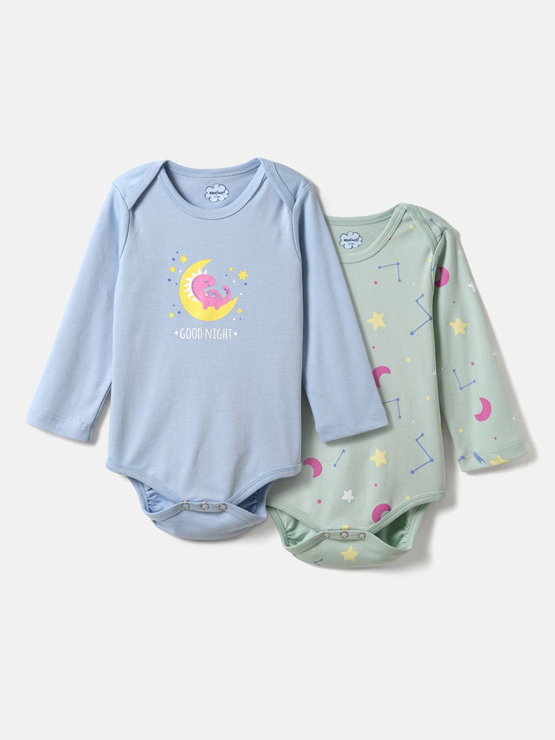 

Nauti Nati Pack Of 2 Boys Printed Pure Cotton Bodysuits, Blue