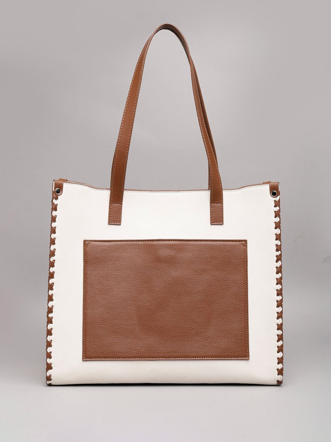 

Mast & Harbour Shopper Tote Bag with Applique, Off white