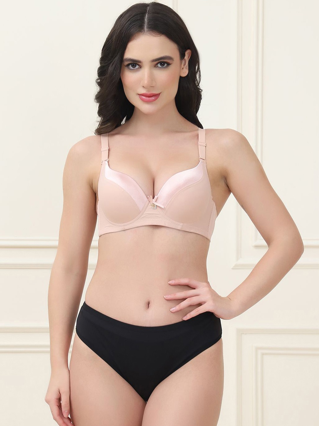 

PrettyCat Lightly Padded T-shirt Lingerie SetPC-SET-7049-BEG-32B, Beige