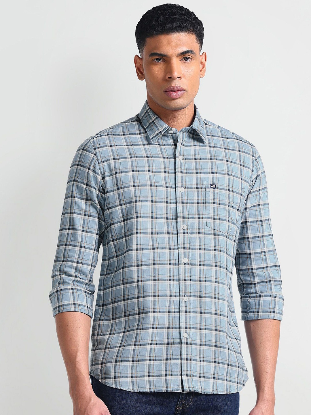 

Arrow Sport Men Slim Fit Opaque Checked Casual Shirt, Grey
