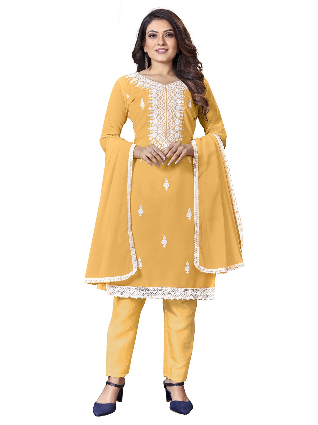 

LeeliPeeri Designer Embroidered Unstitched Dress Material, Yellow