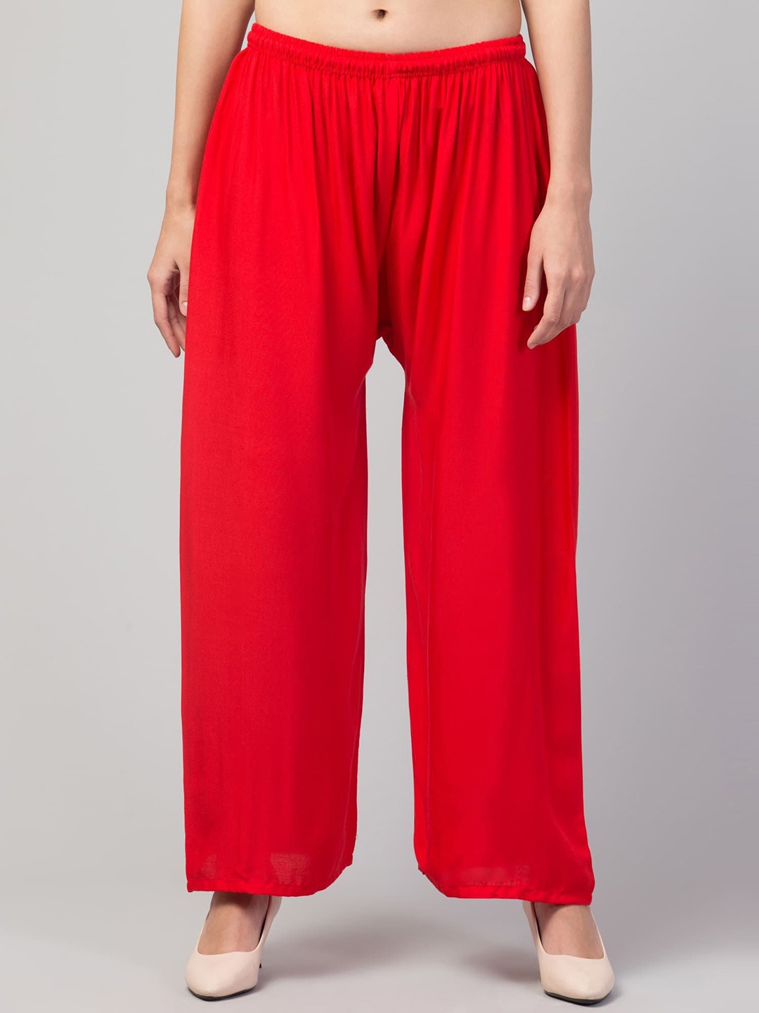 

FAMBEE Women Knitted Palazzos, Red