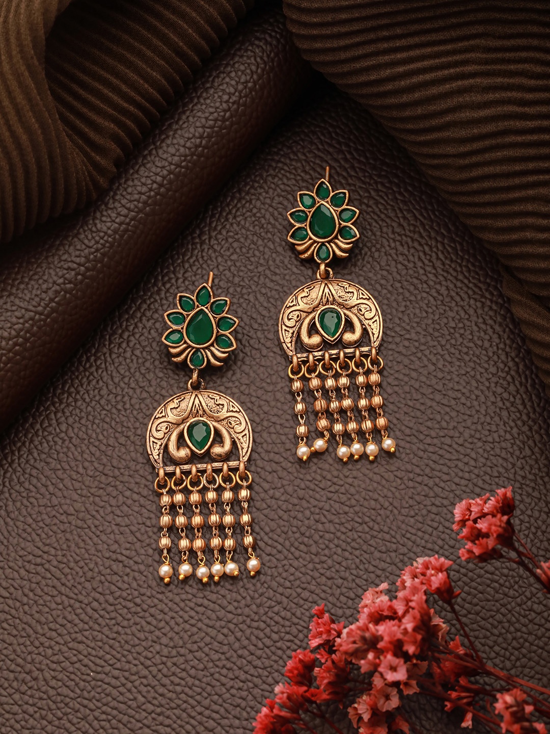 

Jazz and Sizzle Gold-Plated Floral Drop Earrings