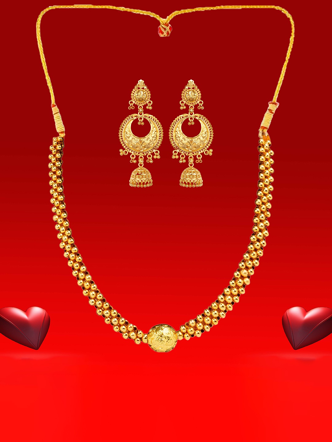 

Heer Collection Gold Plated Beadded Antique Jewellery Set