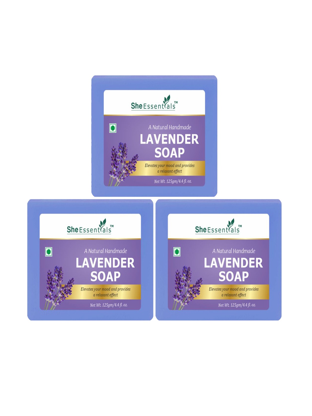 

She Essentials Set Of 3 Natural Lavender Soap-125g Each, Transparent
