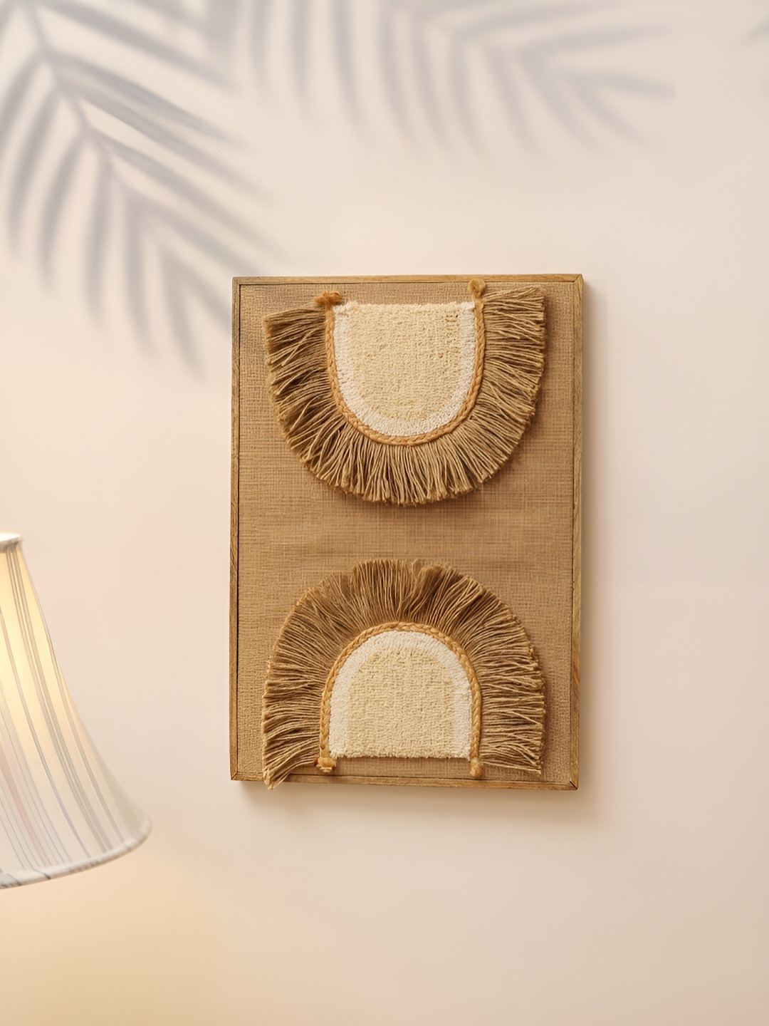 

SANSKRUTIHOMES Brown & White Wooden & Jute Wall Art