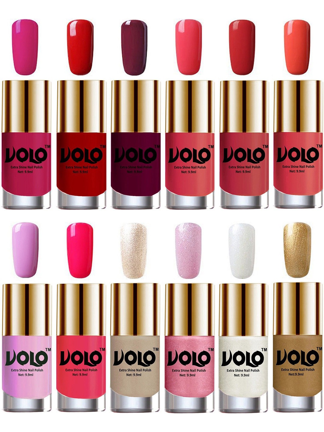

VOLO Set Of 12 Luxury Super Shine Nail Polish- 9.9ml Each- Combo- No- 177, White
