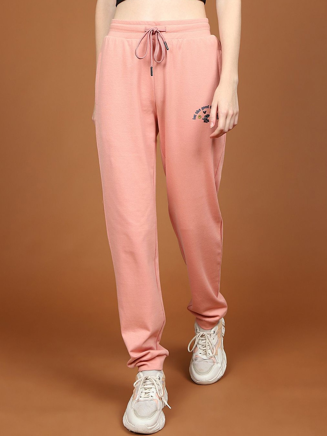 

MADAME M SECRET Women Mid-Rise Track Pants, Pink