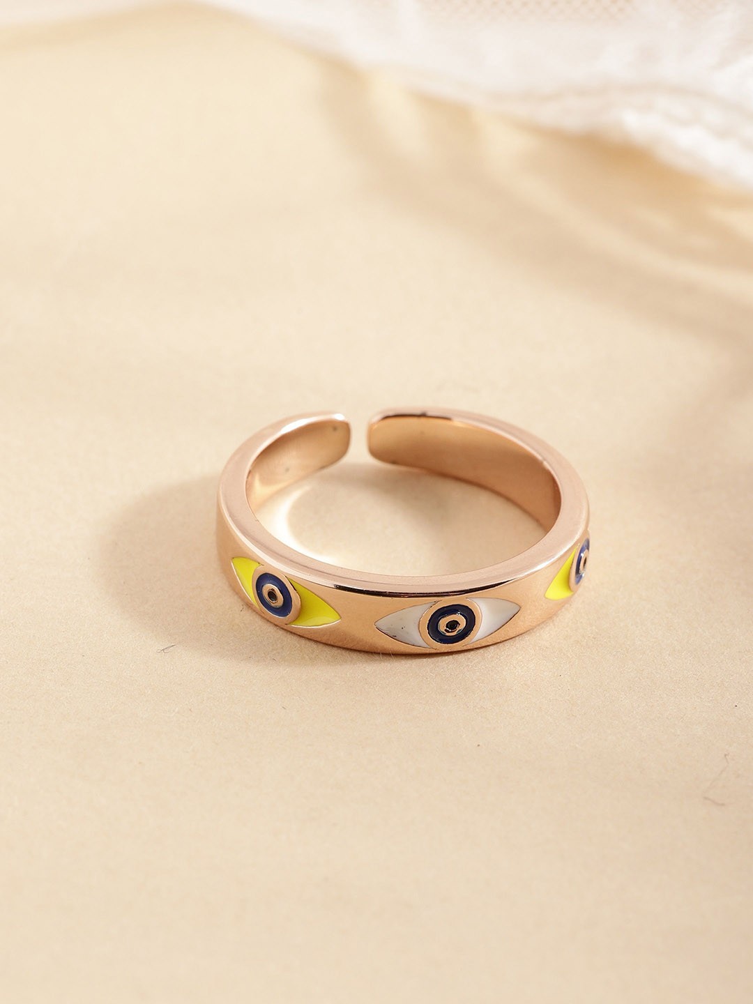 

DIAVO 925 Sterling Silver Rose Gold Plated Mystic Evil Eye Ring