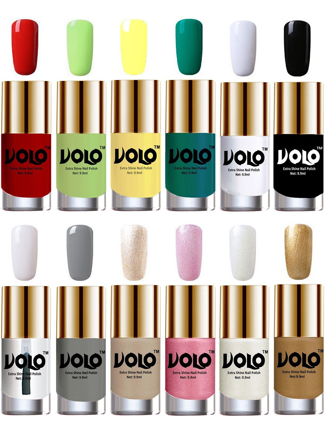 

VOLO Set Of 12 Luxury Super Shine Nail Polish - 9.9 ml Each Combo-No-309, White