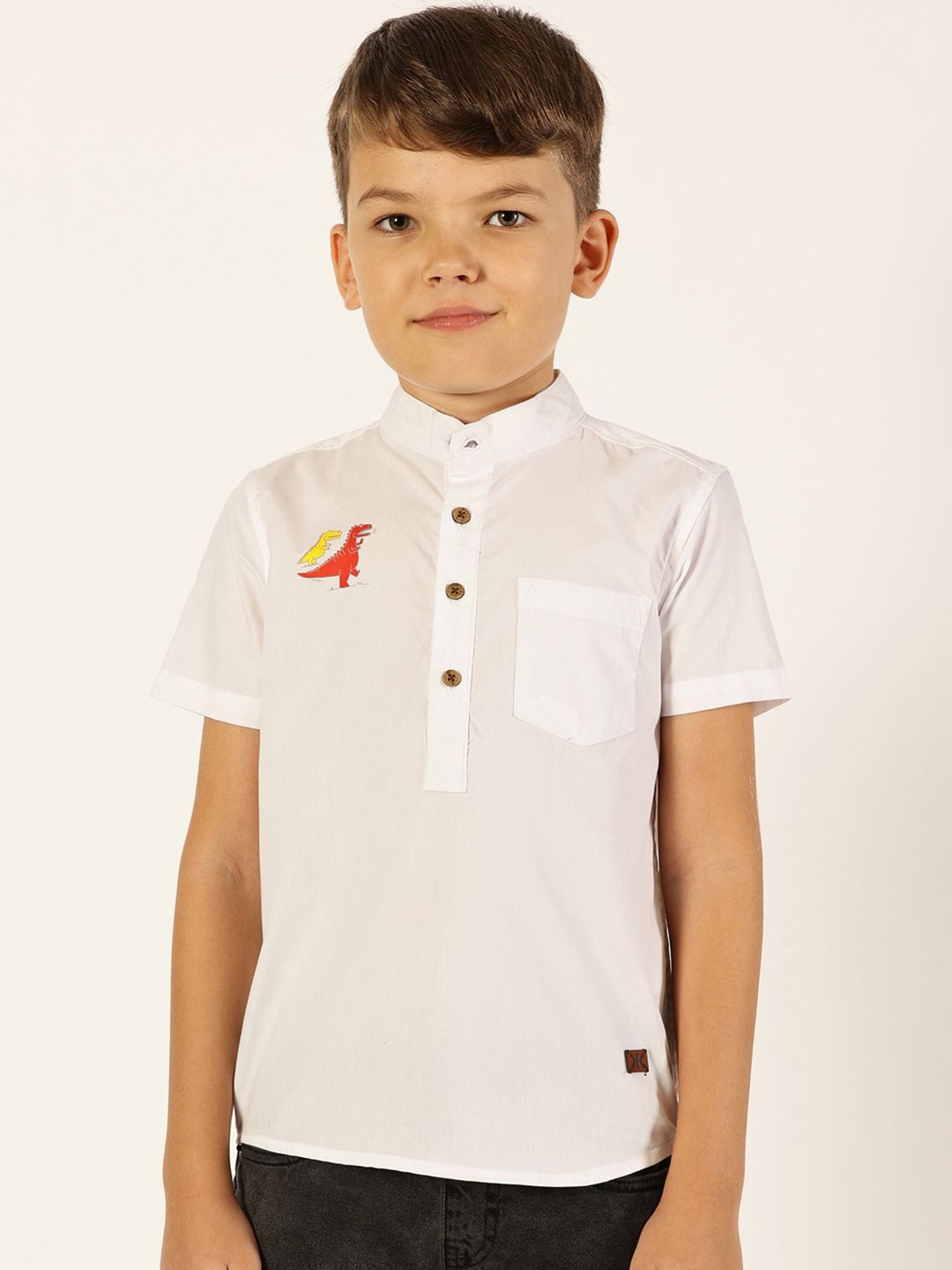 

Killer Boys Premium Band Collar Solid Cotton Casual Shirt, White