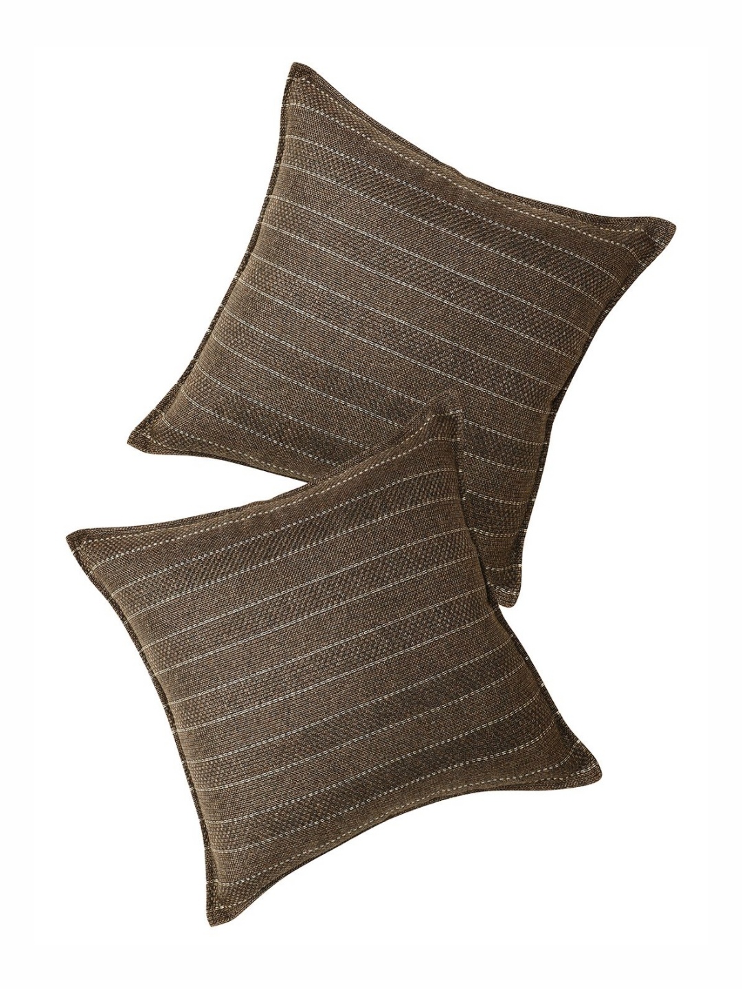 

THE CONVERSION Coffee Brown 2 Pieces Striped Square Cushion Covers