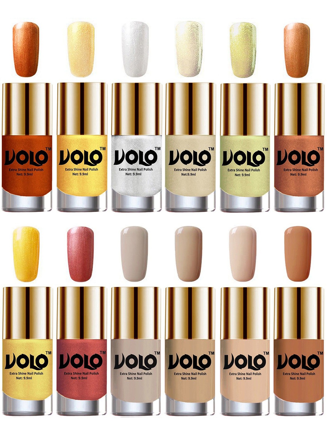 

VOLO Set Of 12 Luxury Super Shine Nail Polish- 9.9ml Each-Combo No. 28, Red
