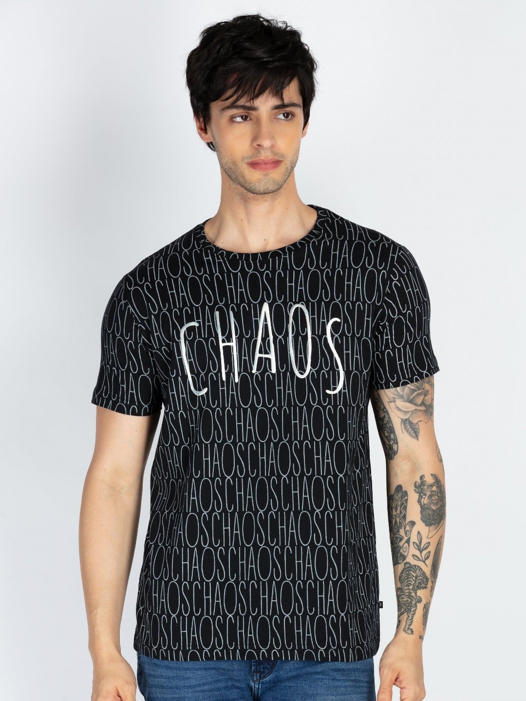 

Status Quo Men Typography Printed Round Neck Pure Cotton T-shirt, Black