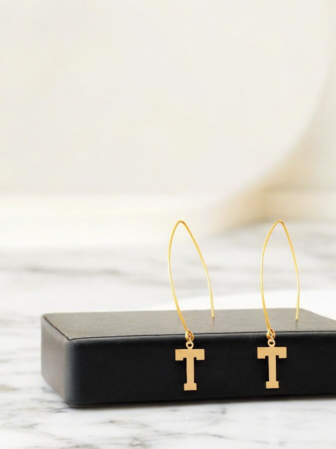 

Goldnera Gold-Plated Alphabet Contemporary Drop Earrings