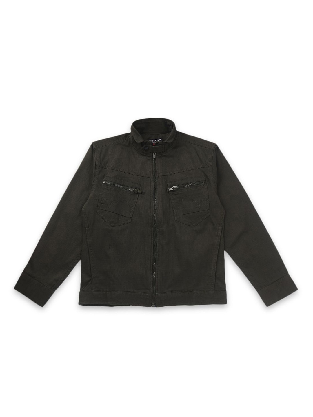 

Gini and Jony Boys Cotton Mock Collar Bomber Jacket, Olive