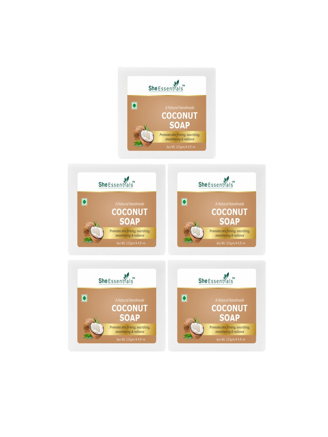 

She Essentials Set Of 5 Natural Coconut Milk Soap - 125 g Each, Transparent