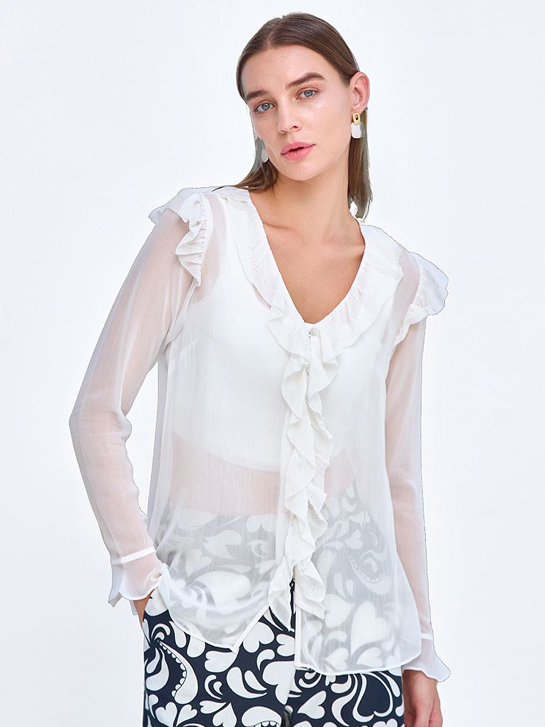 

COVER STORY Cotton Blouson Crop Top, Off white