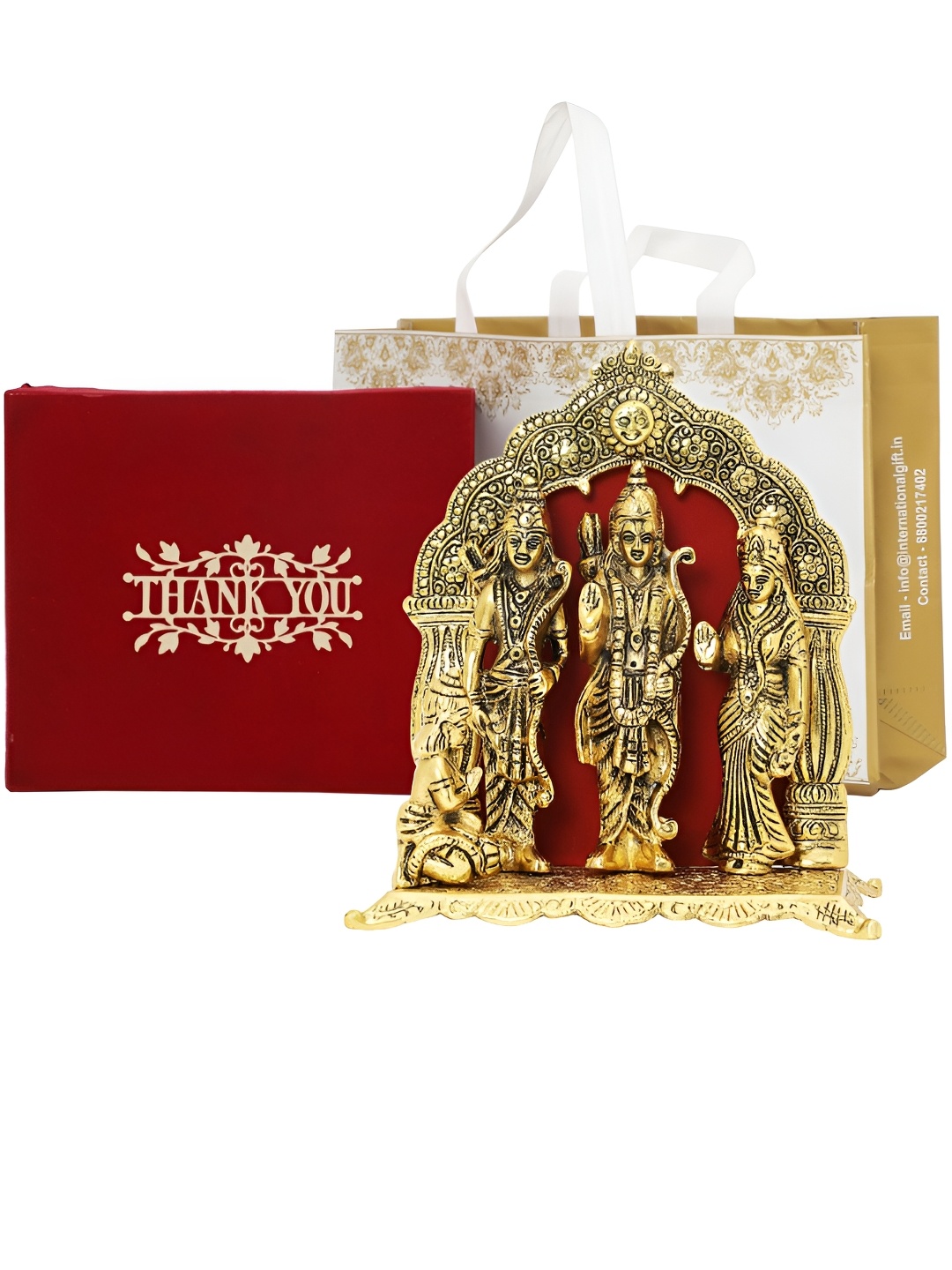 

INTERNATIONAL GIFT Gold-Toned Religious Ram Darbar With Velvet Box & Thank You Tag