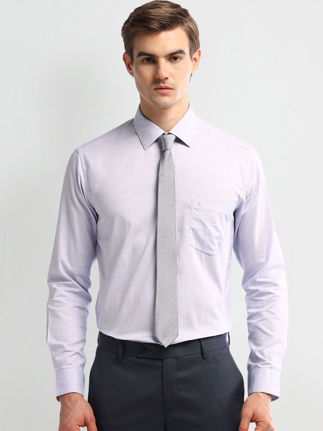 

Arrow Men Slim Fit Opaque Printed Formal Shirt, Grey