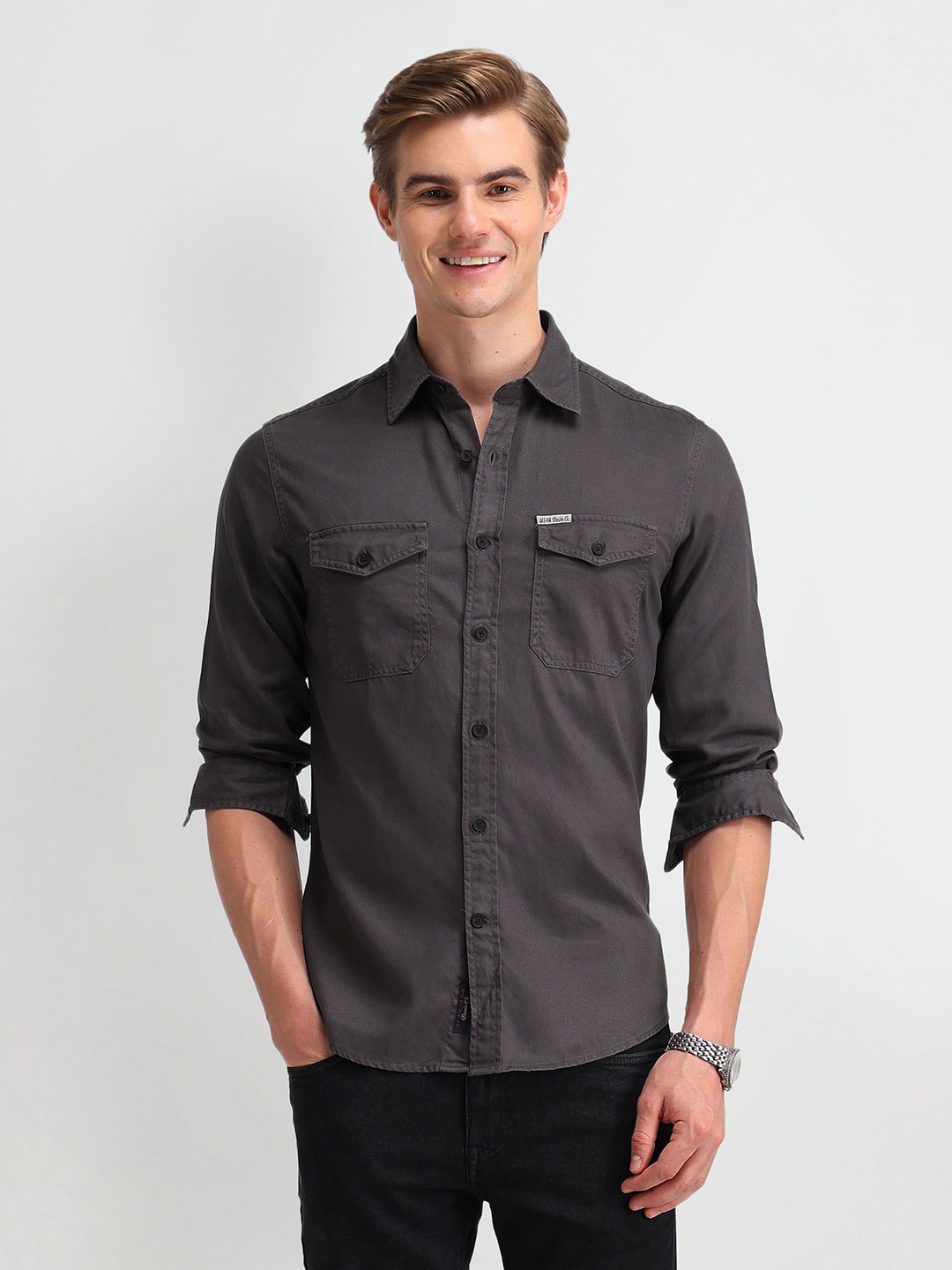 

U.S. Polo Assn. Denim Co. Men Slim Fit Opaque Casual Shirt, Grey