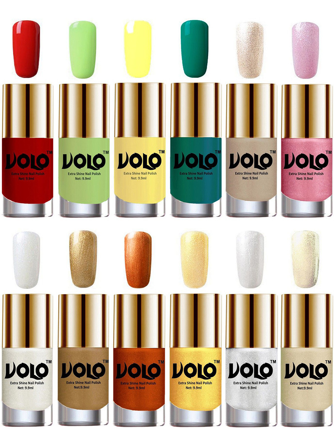 

VOLO Set of 12 Luxury Super Shine Vibrant Shades Nail Polish-9ml Each-Combo No-295, Multi