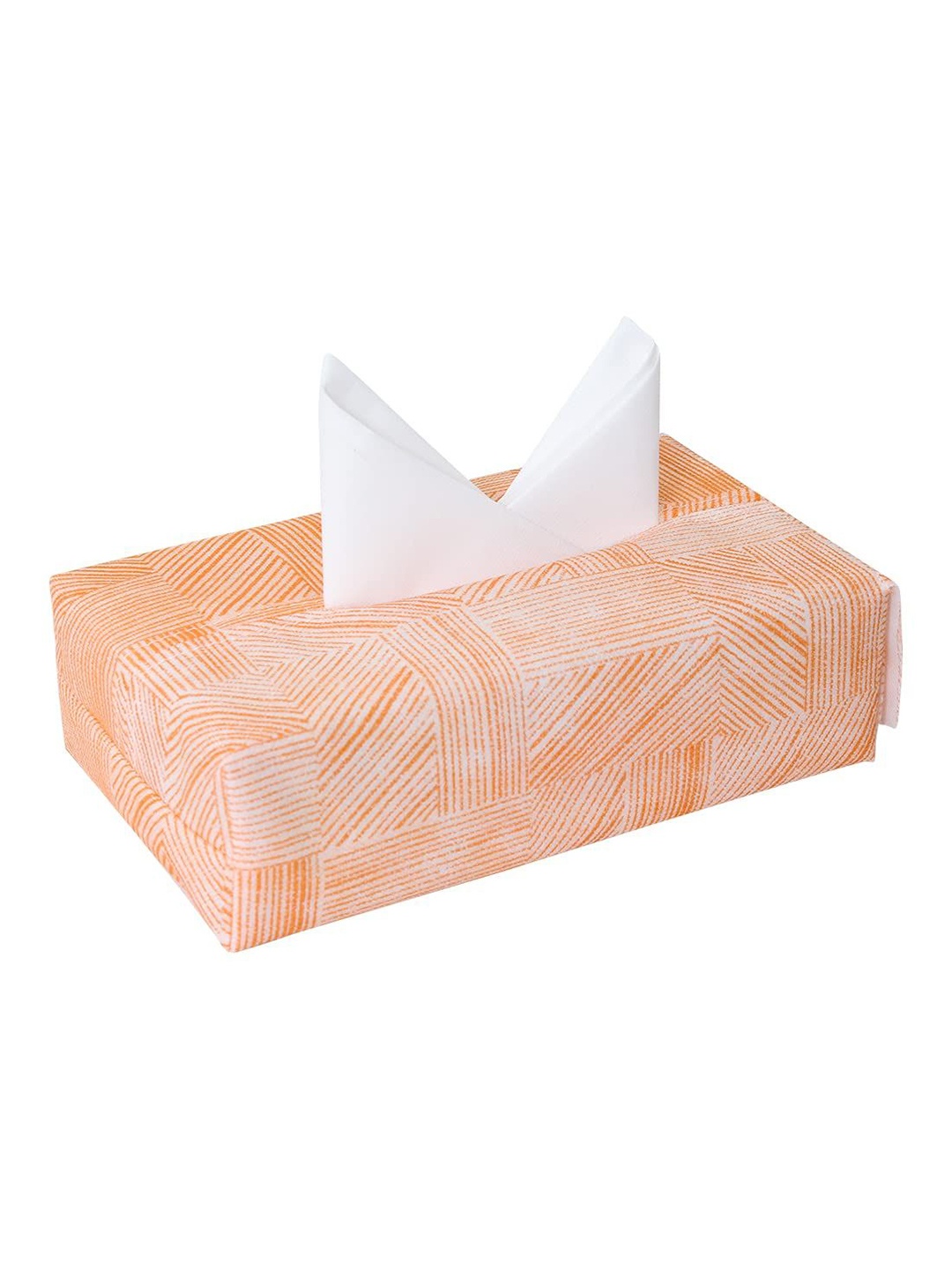 

prettykrafts Orange-Coloured & White Printed Tissue Holders