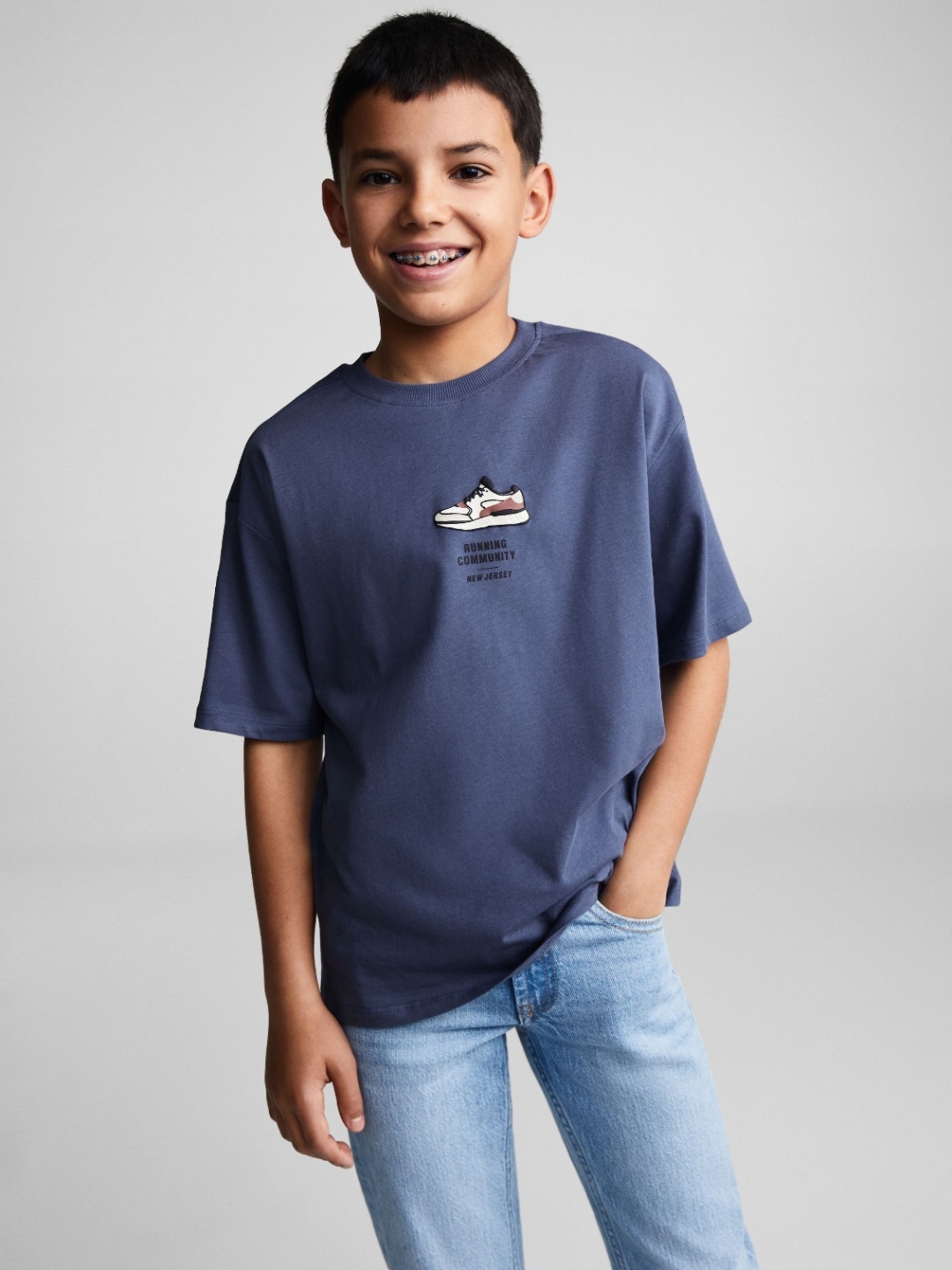 

Alan Jones Boys Graphic Printed Round Neck Cotton Relaxed Fit T-shirt, Blue