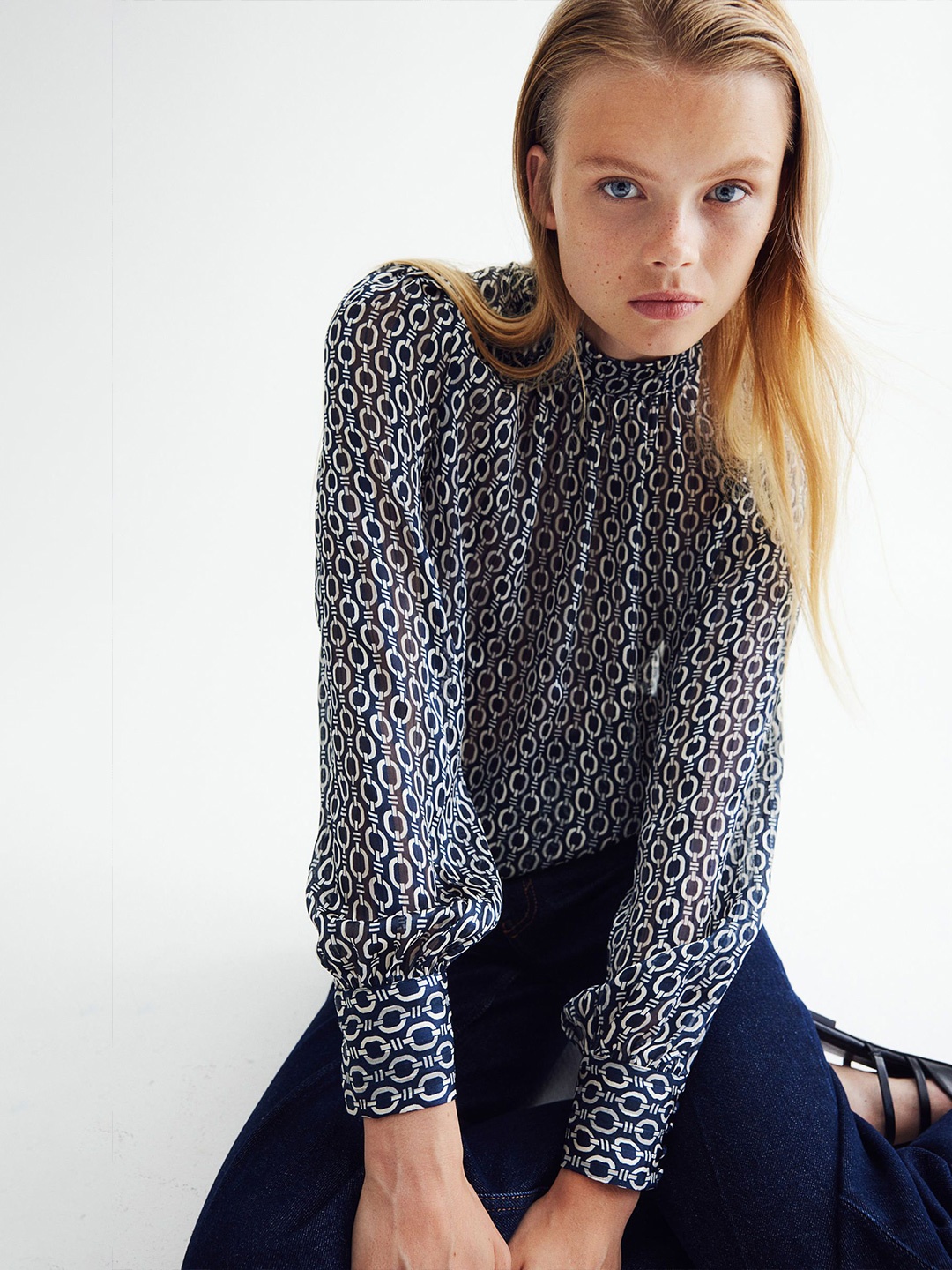 

H&M Patterned Blouse, Blue