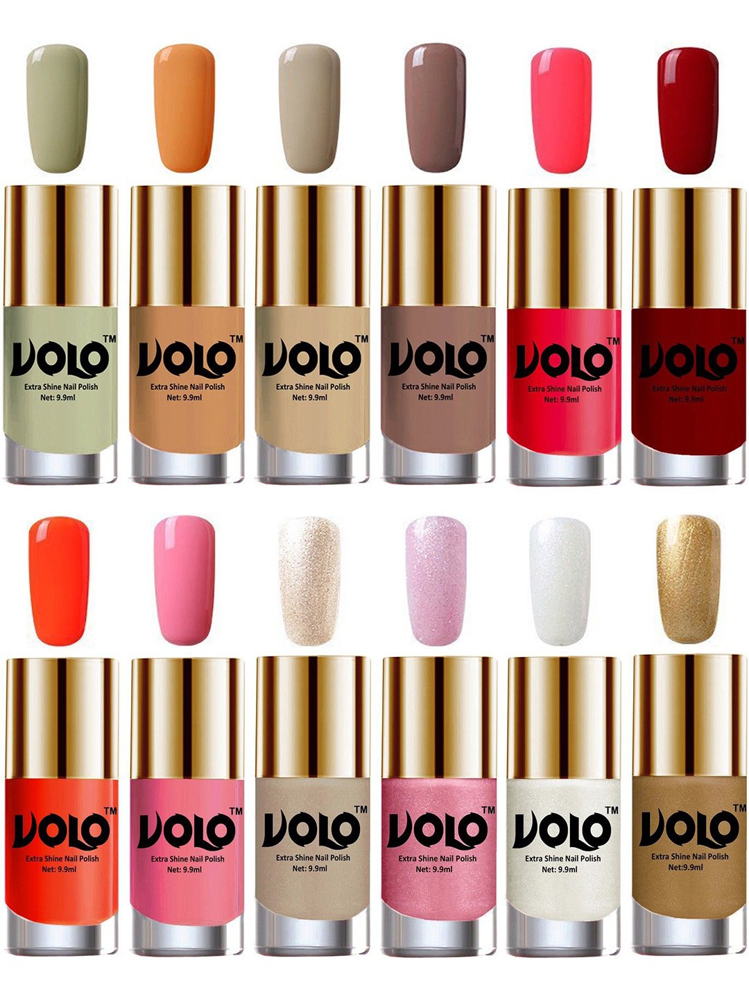 

VOLO Set of 12 Luxury Super Shine Vibrant Shades Nail Polish-9ml Each-Combo No-139, Multi