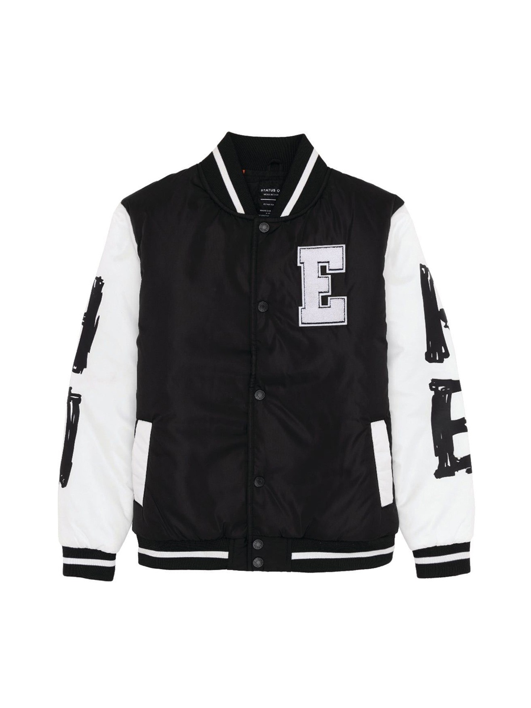 

Status Quo Boys Camouflage Colourblocked Bomber with Patchwork Jacket, Black