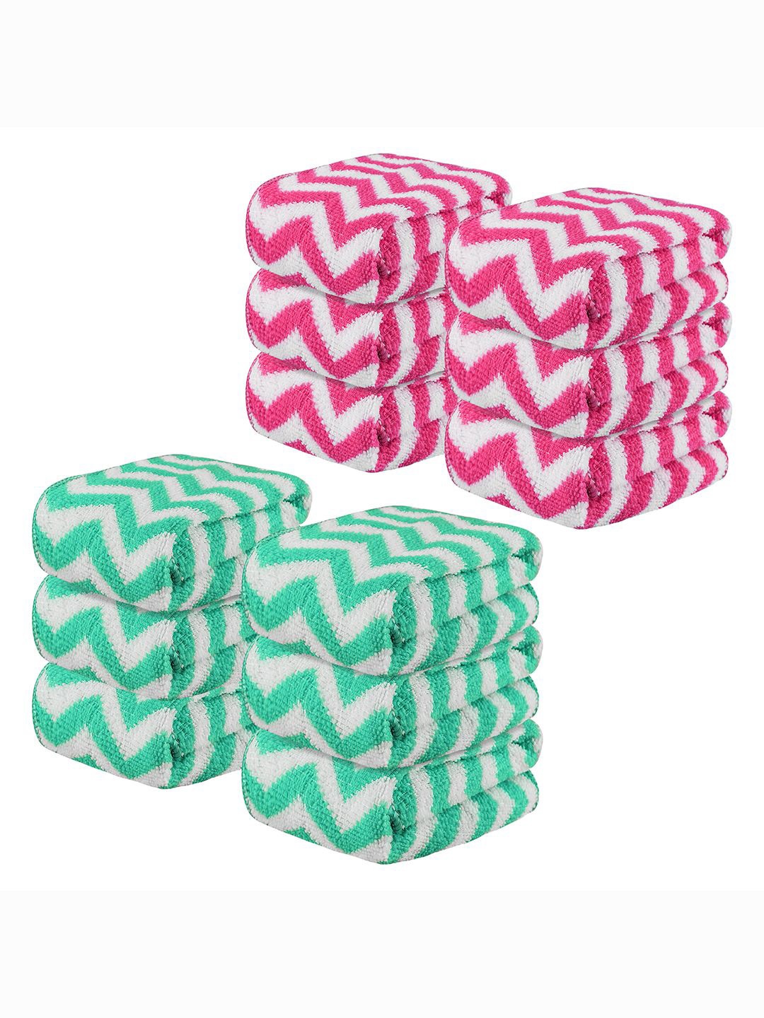 

Kuber Industries Pink 12 Pieces Printed Super Absorbent 250 GSM Microfibre Face Towels