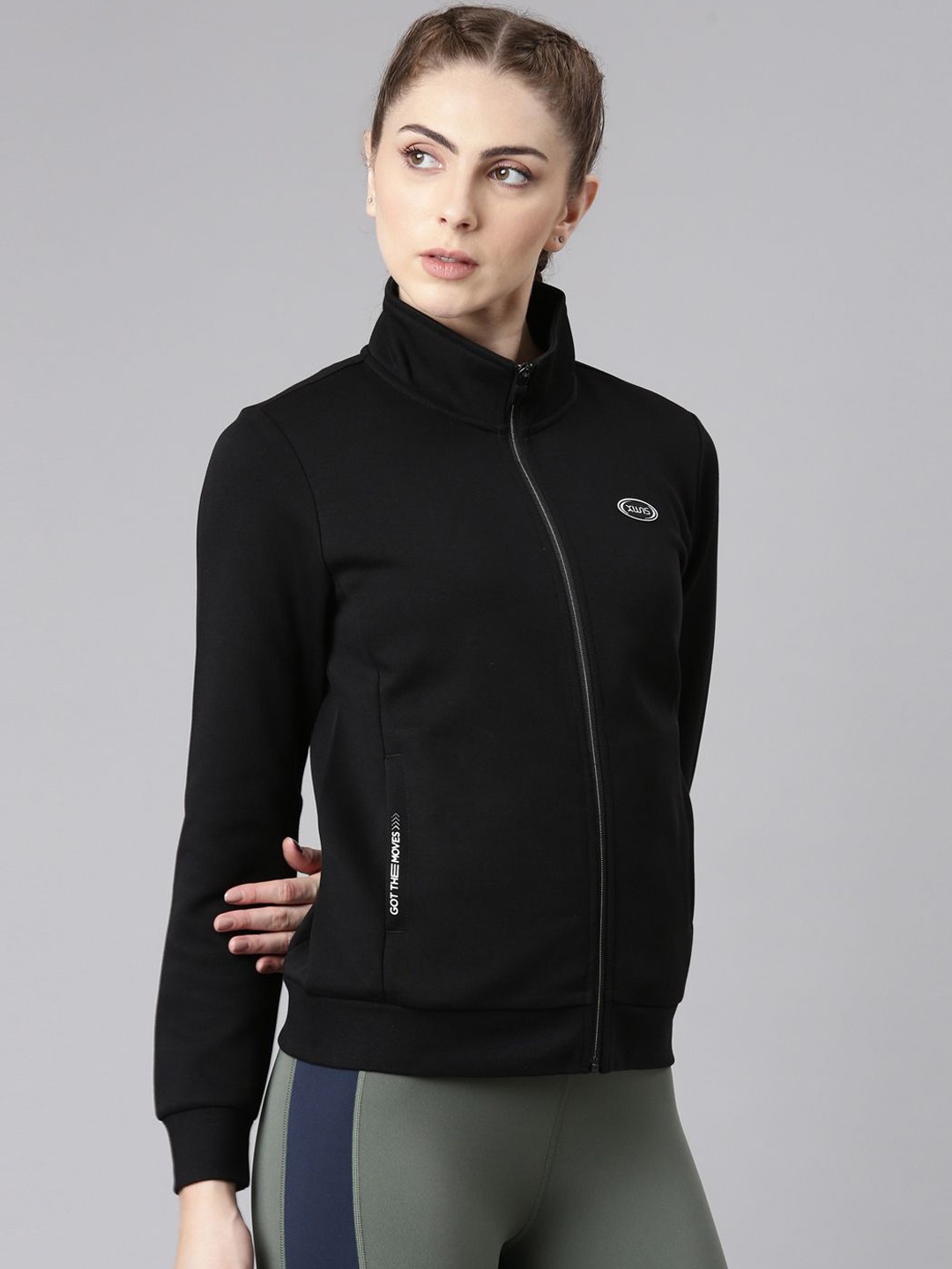 

Xtep Women Cotton Lightweight Training or Gym Sporty Jacket with Patchwork, Black