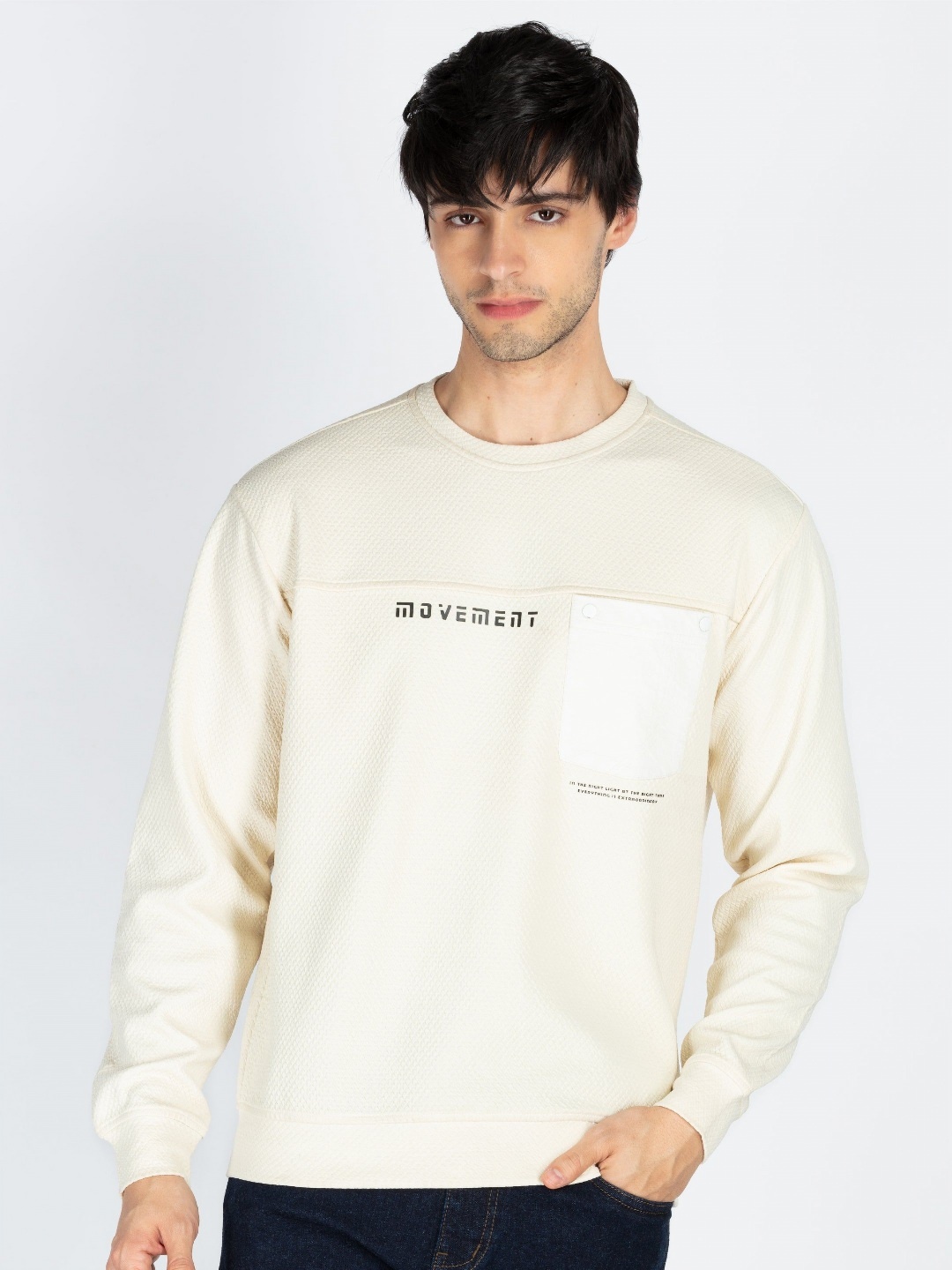 

Status Quo Men Typography Printed T-shirt With Pocket Detailed, Off white